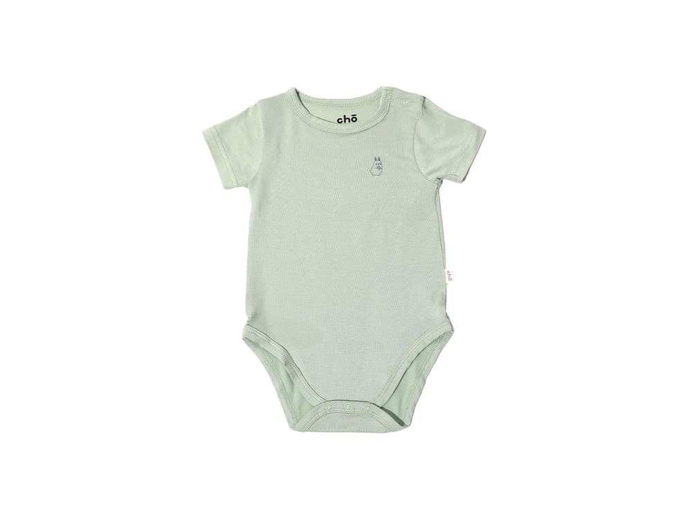 Lollibly Organic Bamboo Short Sleeve Baby Onesie Sage Light Green