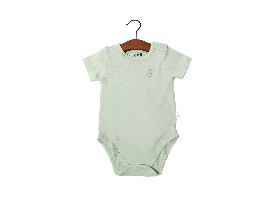 Lollibly Organic Bamboo Short Sleeve Baby Onesie Sage Light Green
