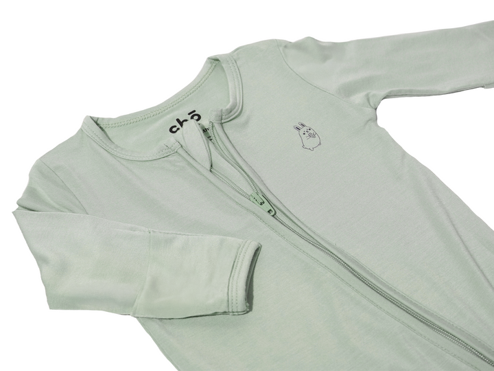 Close up shot of Lollibly Organic Bamboo Long Sleeve Baby Sleep Suit