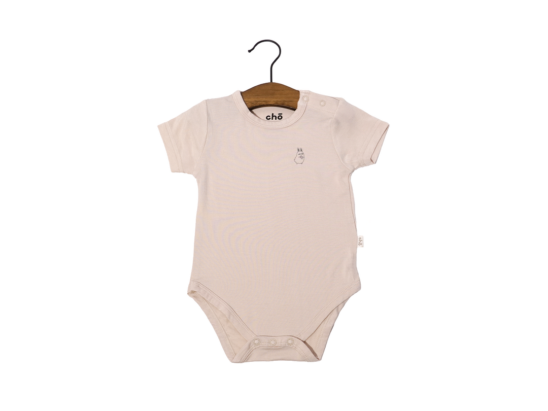 Lollibly Organic Bamboo Short Sleeve Baby Onesie Sand Beige