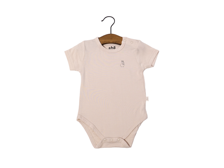 Lollibly Organic Bamboo Short Sleeve Baby Onesie Sand Beige