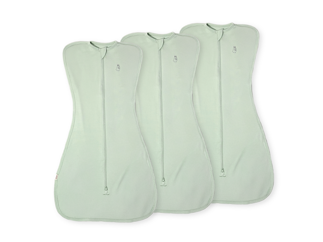 Lollibly Organic Organic Bamboo Baby Zip Swaddle Bag Bundle of Three Sage Light Green