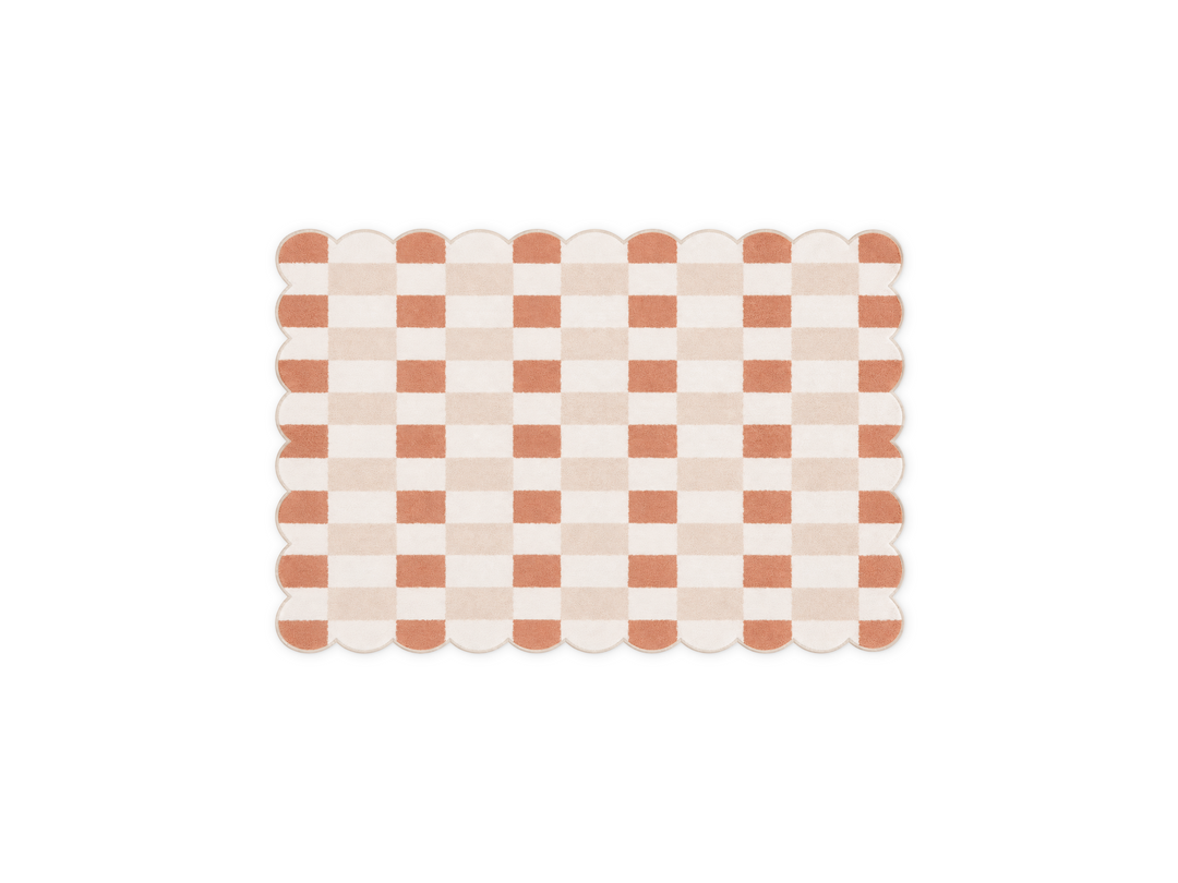 Lollibly Waffle Plush Playmat in Little One (100 × 140 cm), featuring soft, scalloped edges.